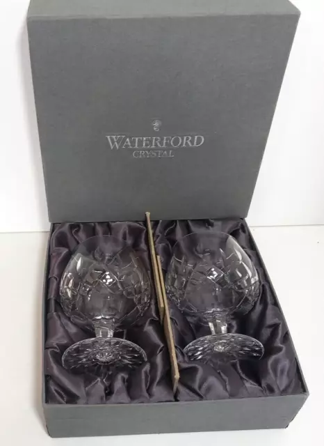 Waterford Crystal Lismore Brandy Glasses Pair Vintage Signed Original Box