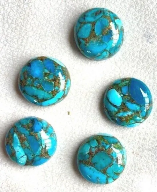 [Wholesale] Blue Copper Turquoise Cabochon Round Shape Loose Gemstone