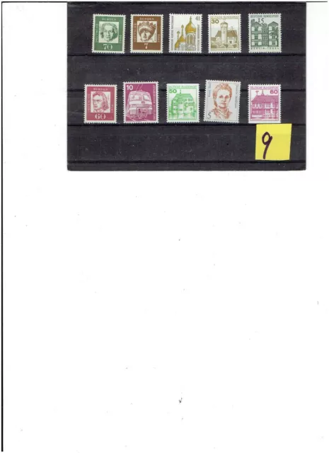 BUND : 10 versch. postfrische DS- Marken / 9