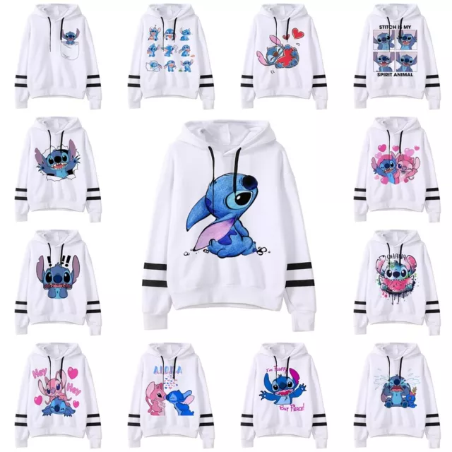 Women Men Lilo and Stitch Cartoon Hooded Sweatershirt Top Pullover Coat Gifts UK