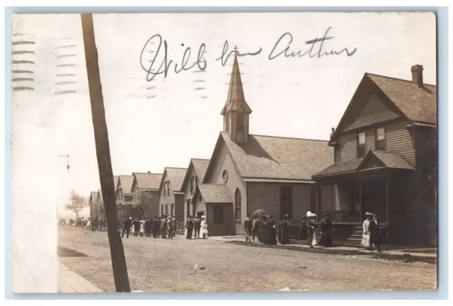 1910 Candid Church Scene Street Buffalo NY RPPC Photo Posted Antique Postcard