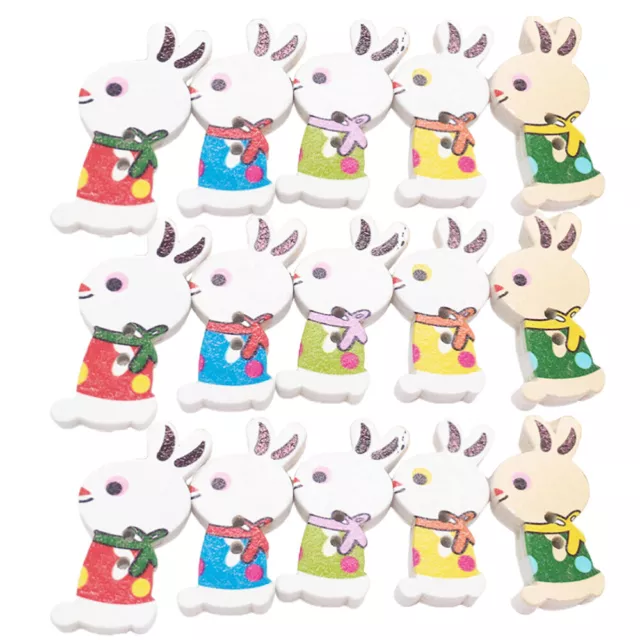 Wood Bunny Buttons - Easter Doll Decor 100pcs DIY Crafts