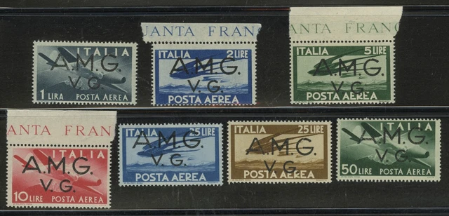 Italy, #1LNC1-1LNC7 VARIETY Broken "G" Mint Never Hinged A.M.G. Venezia Giulia