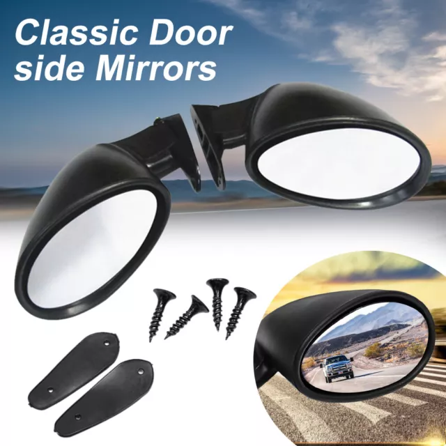 2pcs Universal Classic Car Door Side Mirror Vintage Black Rear View Accessories