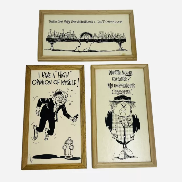 VTG Novelty Drinking Booze Bar Framed Signs by Vagabond Creations - LOT OF 3