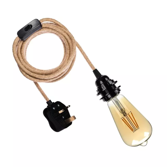 Stecklampe Kit Hängeleuchte 2m Stoffkabel mit Dimmerschalter E27 UK 2