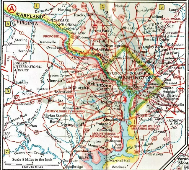 1962-8 August Vintage Map WASHINGTON TO BOSTON National Geographic EUC - A3+ 3