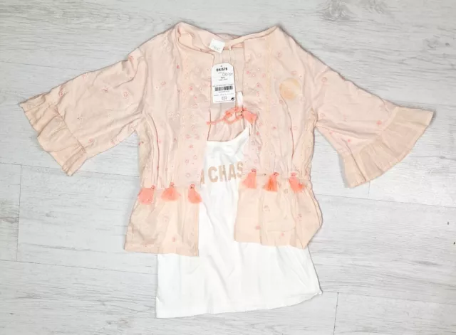 Camicia top camicetta da ragazza NEXT 2 pezzi età 6 anni nuova con etichette gilet camicia serbatoio H116 cm