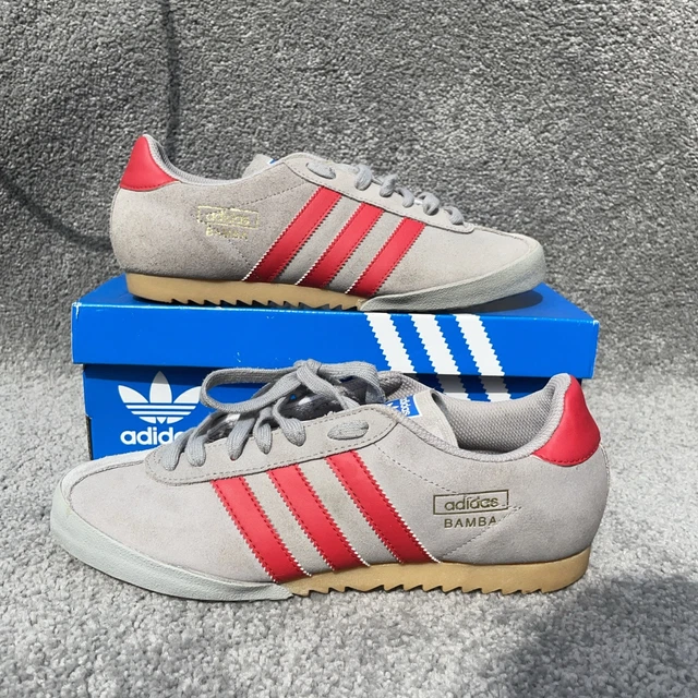 ADIDAS ORIGINALS BAMBA Alumi Grey Red Mens Size UK EUR 42