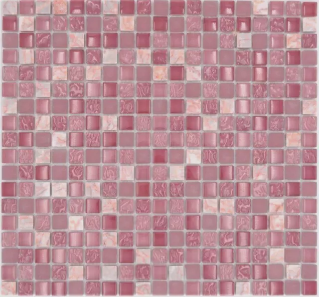 Mosaico de vidrio piedra natural rústico antiguo violeta rosa 92-1002 - 50 mate