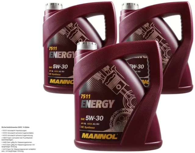 3x4 Litro mannol Energia 5W-30 olio motore 7511 Api Sn / CH-4 Acea A3/B4