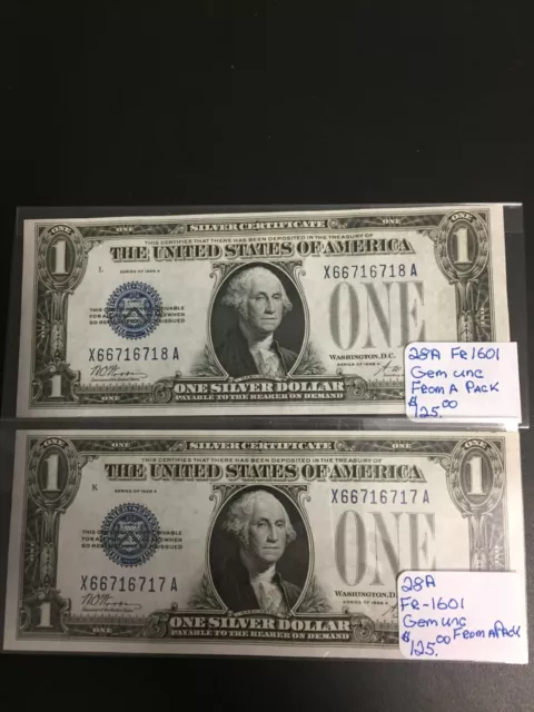 1928A $1 Silver Certificate, Fr-1601, Gem Uncirculated, Funny Back