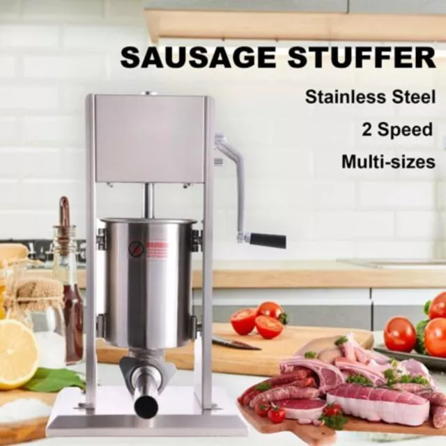 New Hakka 3L/7LB Sausage Stuffer 2 Speed Stainless Steel Meat Filler Maker