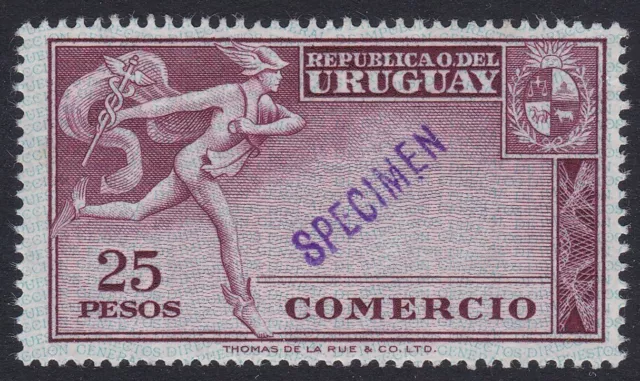 Uruguay Comercio Revenue SPECIMEN overprint 25 peso Hermes - Unusual & scarce