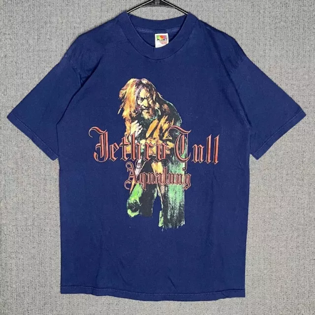 Fruit Of The Loom Tshirt Men's Large Blue Vintage Jethro Tull Aqualung Music Y2K