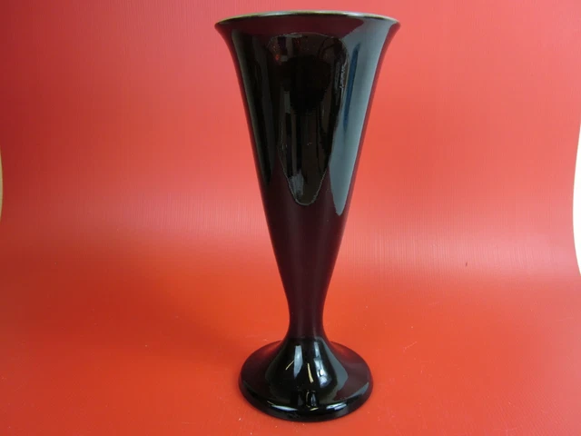 Ancien Vase Verre Soufflé Murano ? Venini ? Couleur Rouge, Intérieur Bleu Irisé