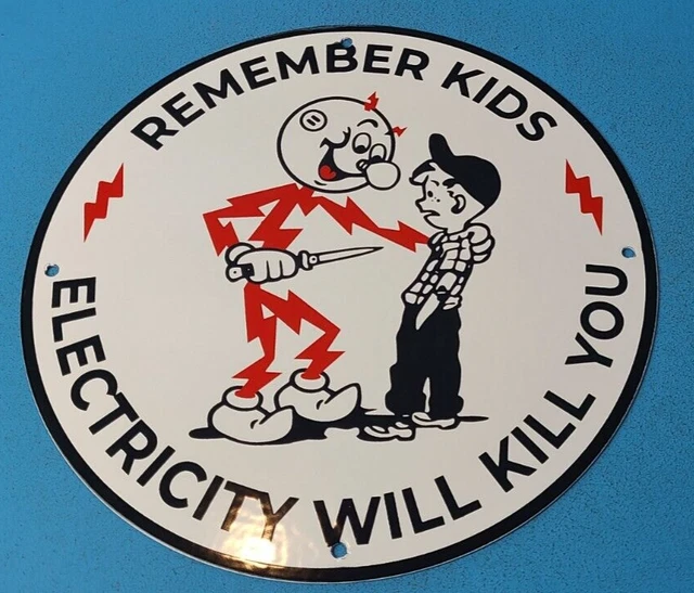 Vintage Reddy Kilowatt Porcelain Electricity Edison Gas Service Station Sign