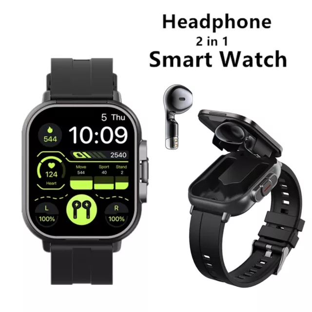 Smart Watch with Earbuds Men Smartwatch 2 In 1 Bluetooth Headset For Android iOS