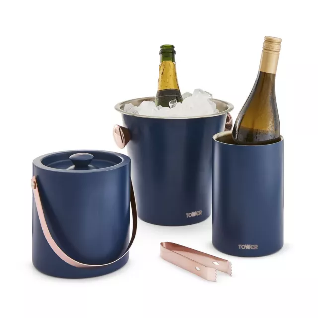 Tower Cavaletto T879029MNB 3Pc Bar Set - Wine Cooler, Ice & Champagne Buckets