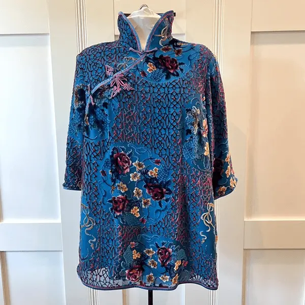 Unbranded Traditional Japanese Floral Kimono Shirt Silk Velvet Women’s Size XL
