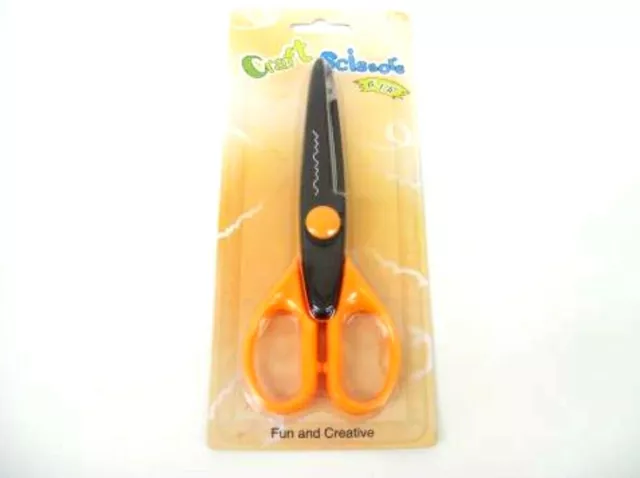 Craft Scissors 6-1/4" Pattern Plastic Arts Fun Creative Orange Blue