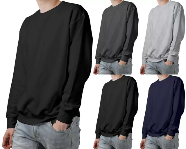 Mens Sweatshirt Heavy Blend Crew Neck Plain Jumper Pullover Workwear Casual Top