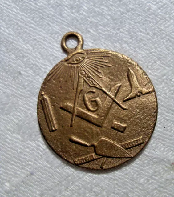 ancienne petite médaille  maçonnique en bronze , nettoyée,polie-franc-maçonnerie