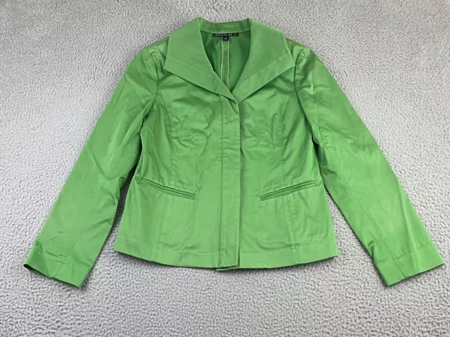 Lafayette 148 New York Cotton Stretch Womens Classic Blazer Jacket Green Size 10