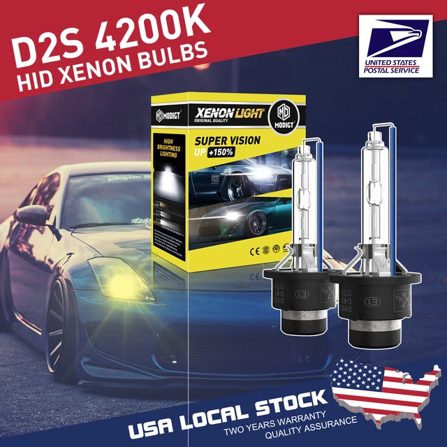 2Pcs D2S 4200K HID Xenon Replacement Low/High Beam Headlight Lamp Bulbs White