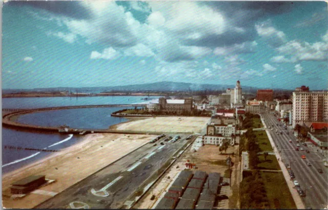 Long Beach California CA Ocean Blvd Los Angeles Co Aerial View Union 76 Postcard