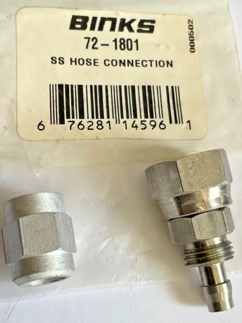 Binks Hose Connection 72-1801   3/8" S.s. Nps Swivel Fitting X 1/4" Hose