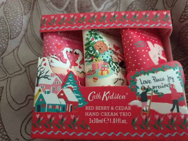 Cath Kidston Hand Cream Trio Red Berry & Cedar 3 x 30ml Vegan Friendly New Boxed