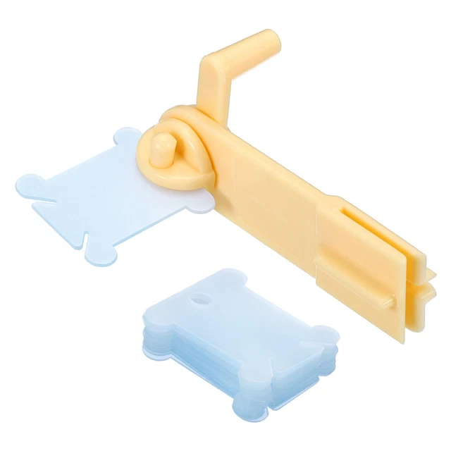 100 piezas placa de tarjeta de hilo de coser de hilo dental de plástico con bobinador, azul