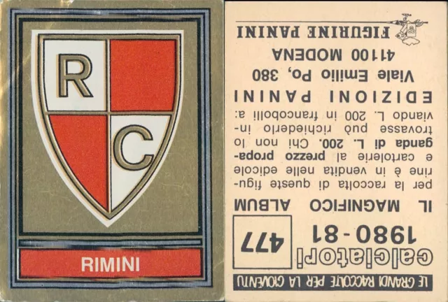 Rara Figurina Sticker Panini 1980/81*Rimini-Scudetto*N.477 -New