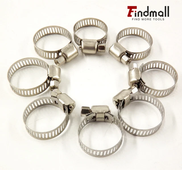 Findmall 50 Pack 3/8In - 1/2In Adjustable Drive Hose Clamps Fuel Line Worm Clip