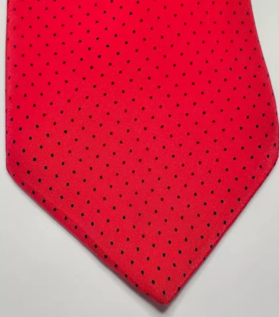 Brussell's of Beverly Hills Mens 100% Silk Tie Pin Dots Handmade In Italy Red 2