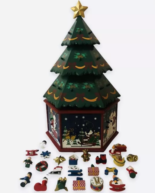 KIRKLAND SIGNATURE REVOLVING Wooden Advent Calendar Christmas Tree
