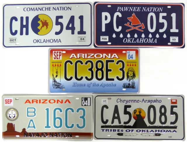 Set of 5 USA License Plates Native Americans - WALL METAL DECOR SIGN