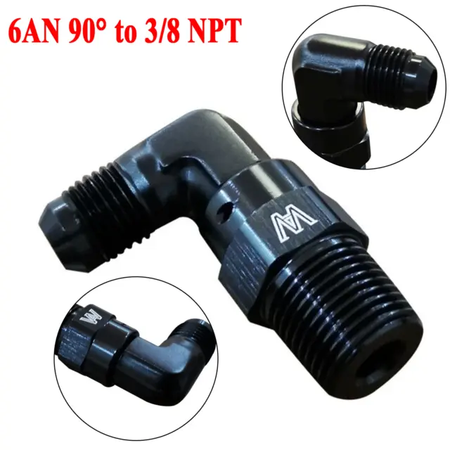 90 Degree  -6 AN Male To 3/8" NPT Male Fitting Adaptor Connector Aluminum