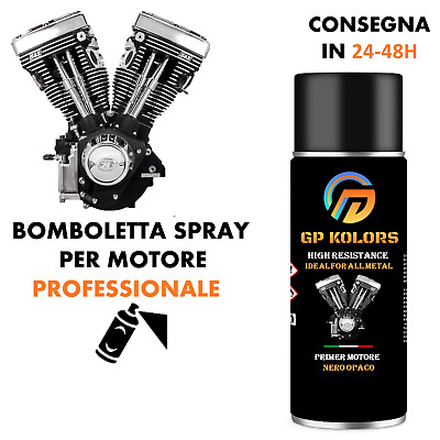 Bomboletta Spray Primer Motore Moto NERO OPACO Alta Temperatura Professionale