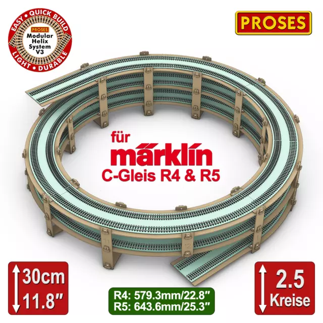 2.5 Kreis Gleiswendel für C-Gleis R4 & R5 / Helix for Marklin C-Track R4 & R5