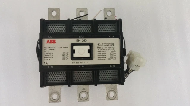 ABB EH-260 Motor Contactor 300 Amp 600V 3-Pole 250HP 24V-DC Coil 300A EH-260C-*L