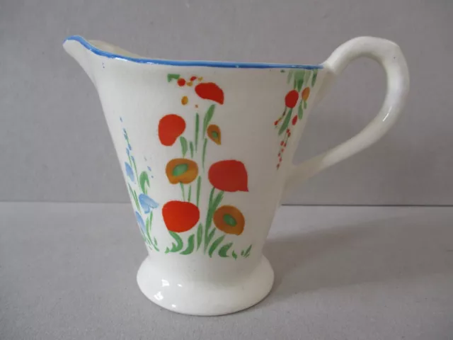 A Pretty Little Art Deco Ceramic / Pottery Milk Jug Creamer ~ Hand-painted 2