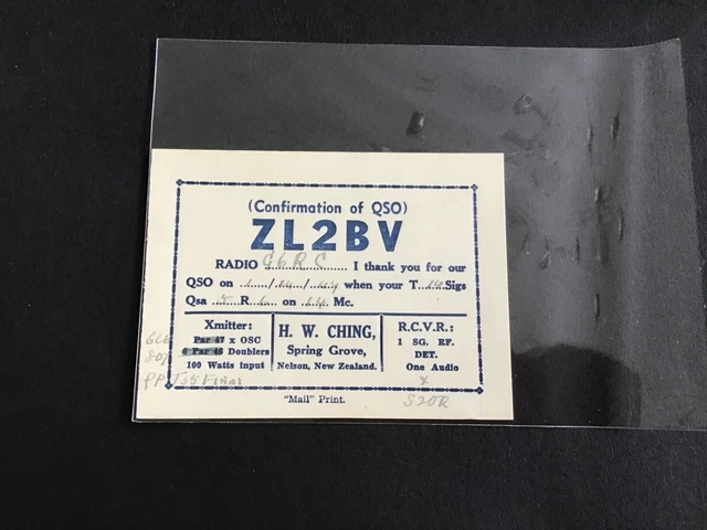 Vintage QSL Radio communication card 1947 New Zealand R37792
