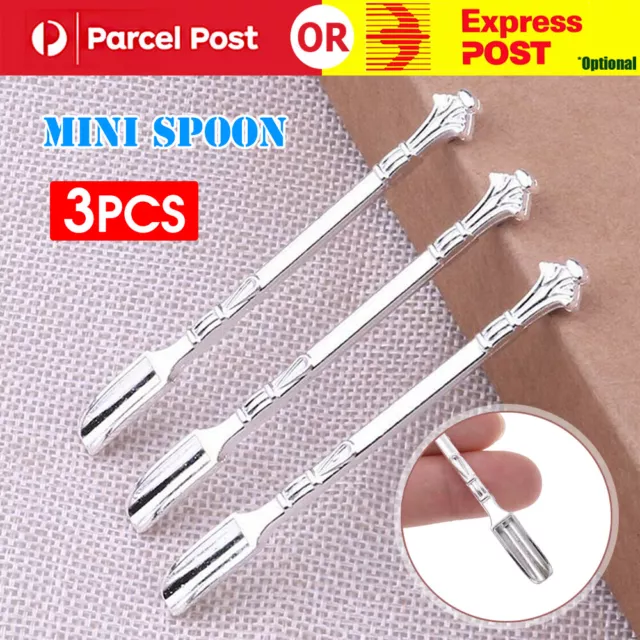 3pcs Mini Medicinal Ladle Scoop Mini Spoon Spatula Metal Cute Gift Sliver Spoon