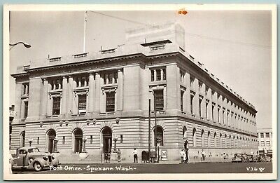 RPPC United States Post Office Building Spokane Washington WA UNP Postcard H3