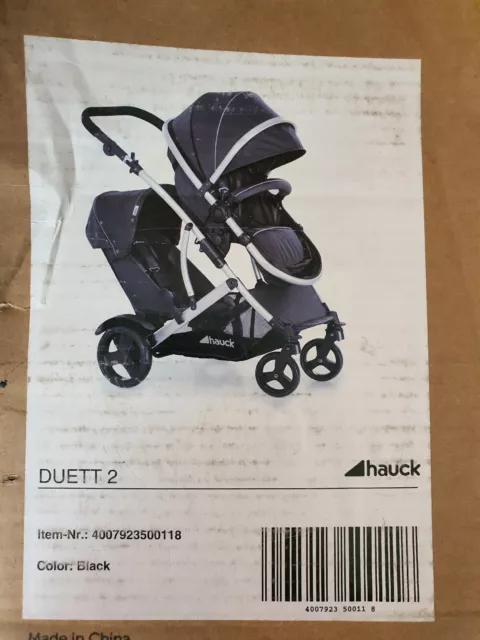 Nuevo Buggy Hauck Duett 2 Doble Tándem Doble Cochecito En Pizarra Negra