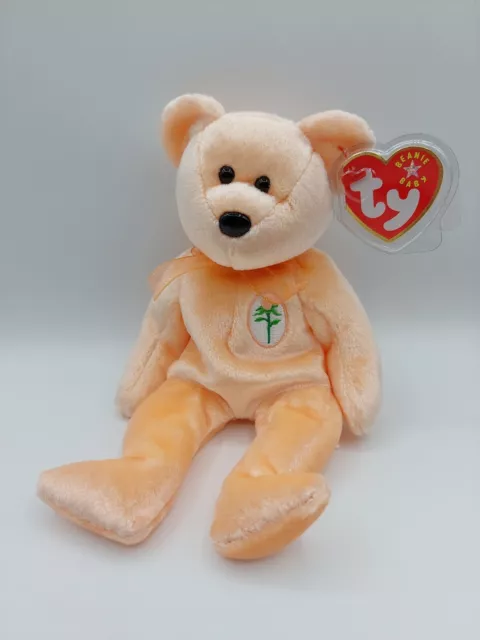 Ty Beanie Babies Dearest The Peach Bear New With Tags And Plastic Protector