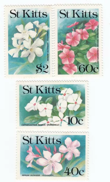 AH094, St. Kitts, 1991 Flowers, Set of 4 Stamps - MNH