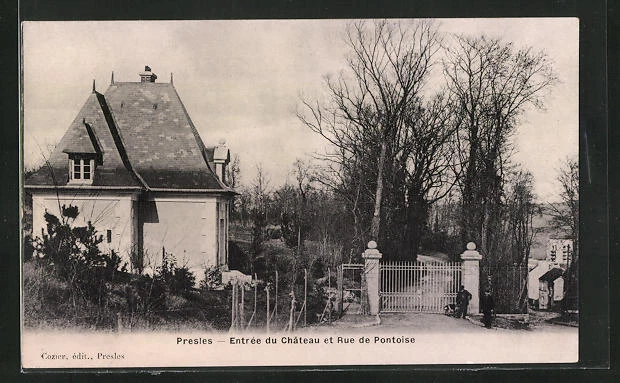 CPA Presles, Entree du Chateau et Rue de Pontoise